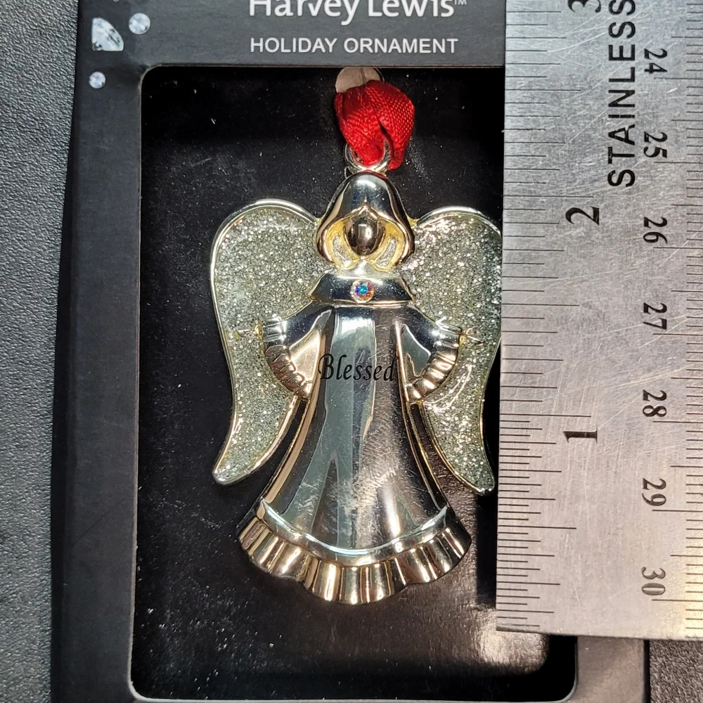 Harvey Lewis Swarovski Crystal Angel BLESSED Holiday Ornament